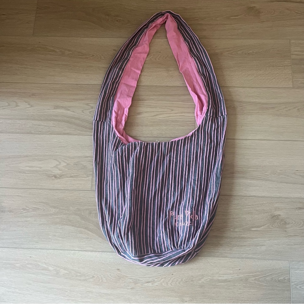 Reversible Pink and Gray Costa Rica Pura Vida Striped Women's Crossbody Bag
